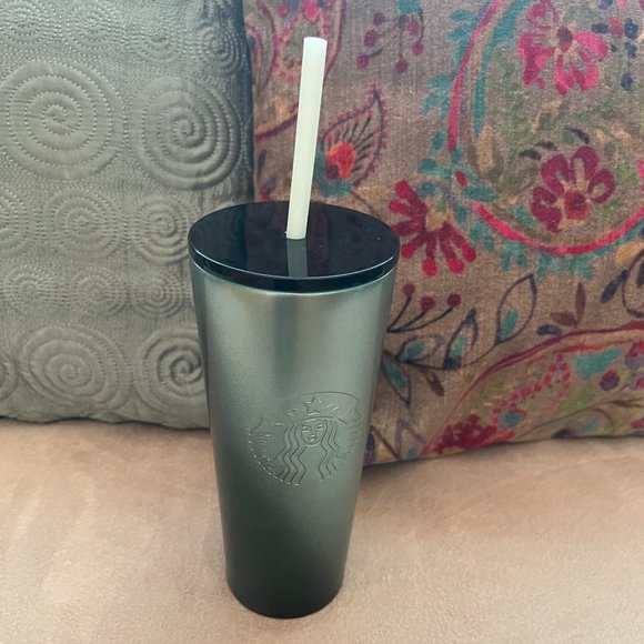 Starbucks 2022 Green Ombre Metal Cup with Lid and Straw - Picture 2 of 4